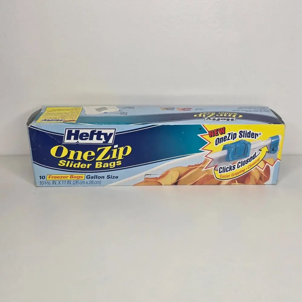 Vintage 1998 Hefty OneZip Slider‎ Freezer Bags – Collectible Packaging Srorage